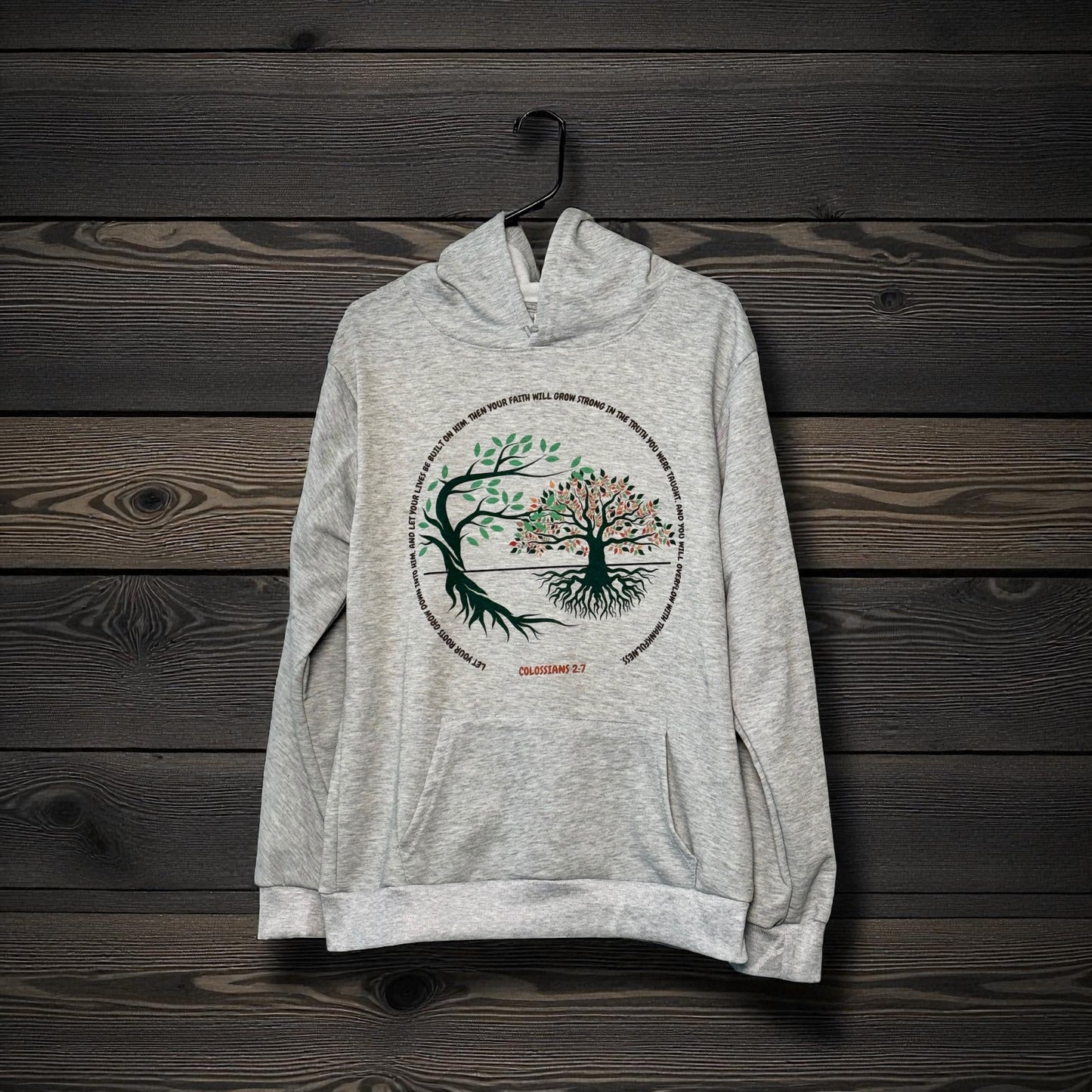 Rooted in Faith Tree Oversized Hoodie – Colossians 2:7 & Mustard Seed Faith - HisWord Designs