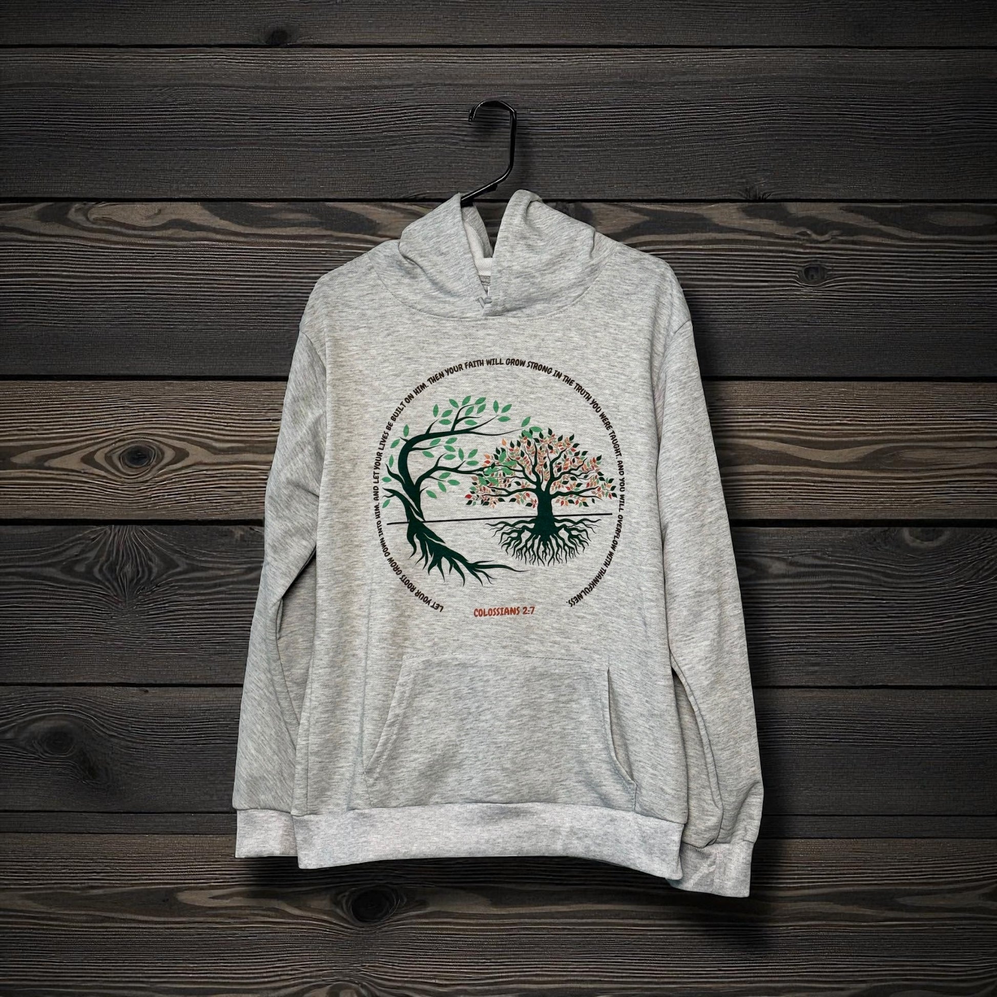 Rooted in Faith Tree Oversized Hoodie – Colossians 2:7 & Mustard Seed Faith - HisWord Designs