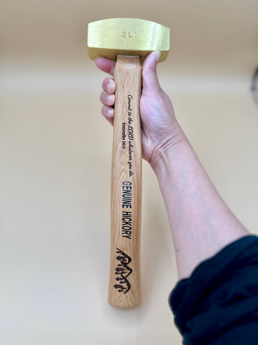 Commit to the Lord 2 lb Solid Brass Mallet / Hammer (Proverbs 16:3) - Handheld Commit to the Lord solid brass mallet with Proverbs 16:3 engraving — His Word Designs