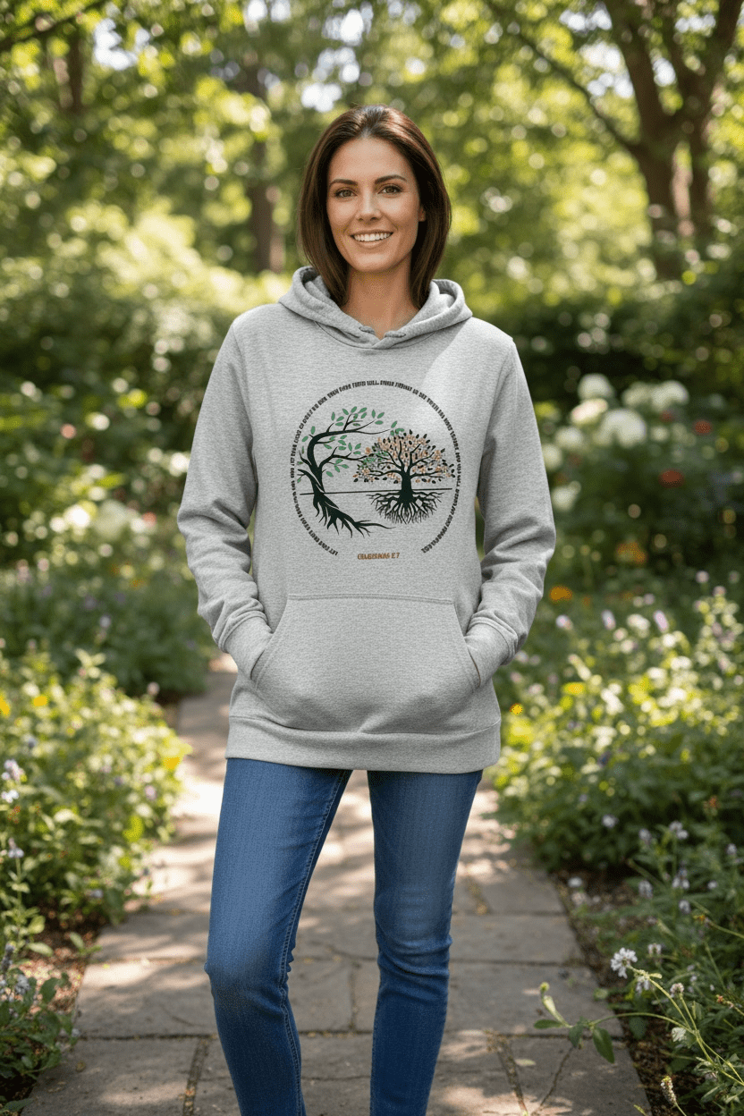 Rooted in Faith Tree Oversized Hoodie – Colossians 2:7 & Mustard Seed Faith - HisWord Designs