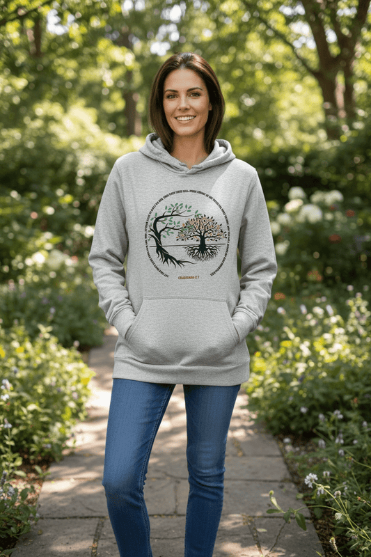 Rooted in Faith Tree Oversized Hoodie – Colossians 2:7 & Mustard Seed Faith - HisWord Designs