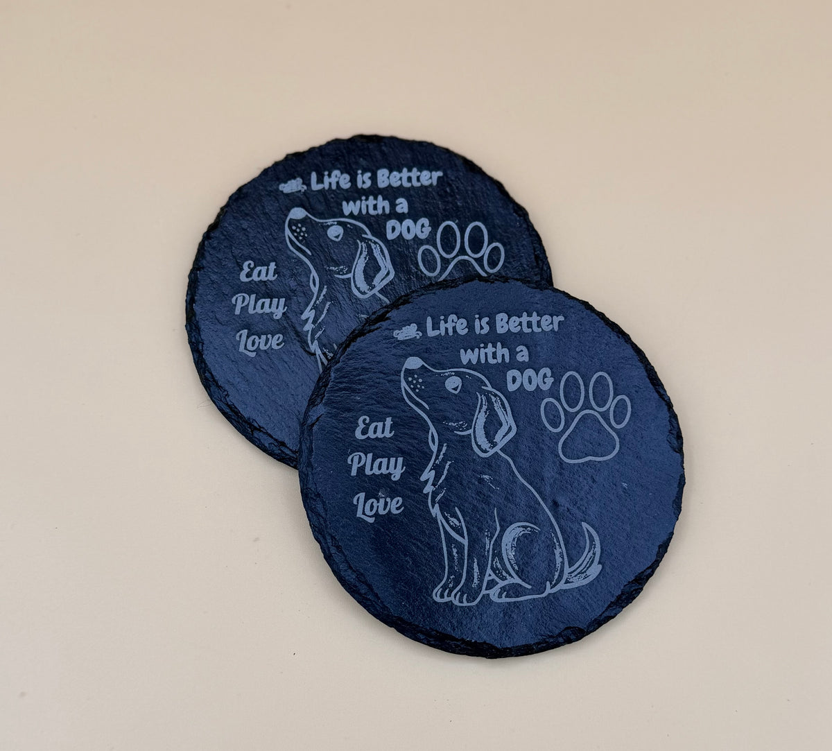 Round Slate Coasters | Engraved Scripture, Nature & Pet Art - Round Slate Coasters | Engraved Scripture, Nature & Pet Art
