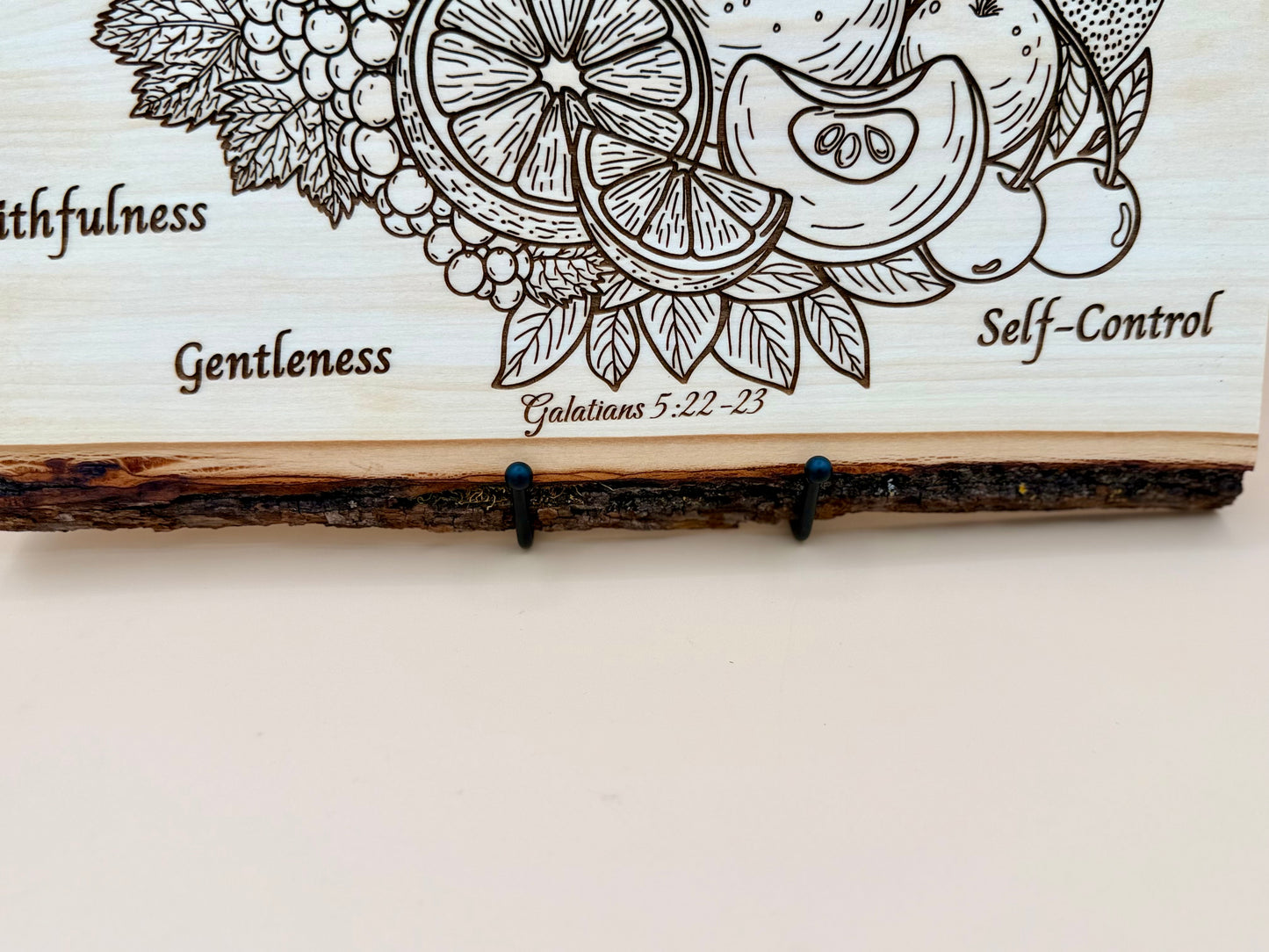 Fruit of the Spirit Live Edge Wood Plaque - Galatians 5:22-23 - Fruit of the Spirit Live Edge Wood Plaque - Galatians 5:22-23