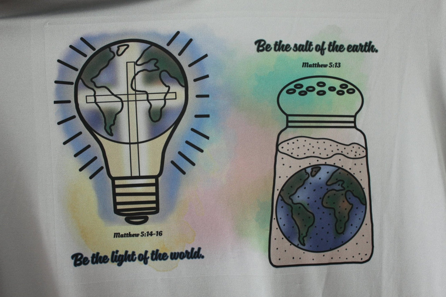 Be the Light & Salt of the Earth Women’s V - Neck T-Shirt – Hand - Drawn Faith Design - His Word Designs