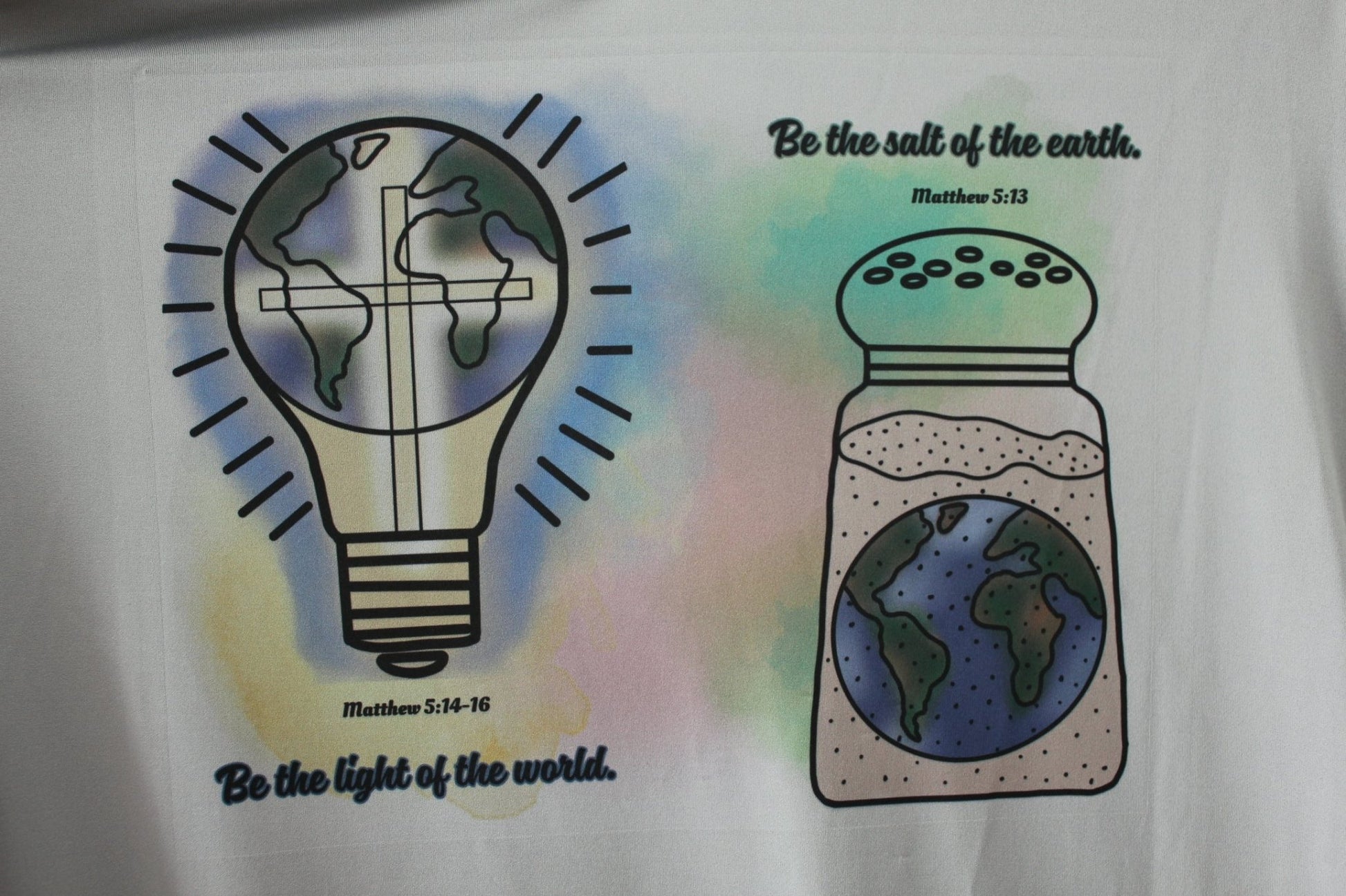 Be the Light & Salt of the Earth Women’s V - Neck T-Shirt – Hand - Drawn Faith Design - His Word Designs
