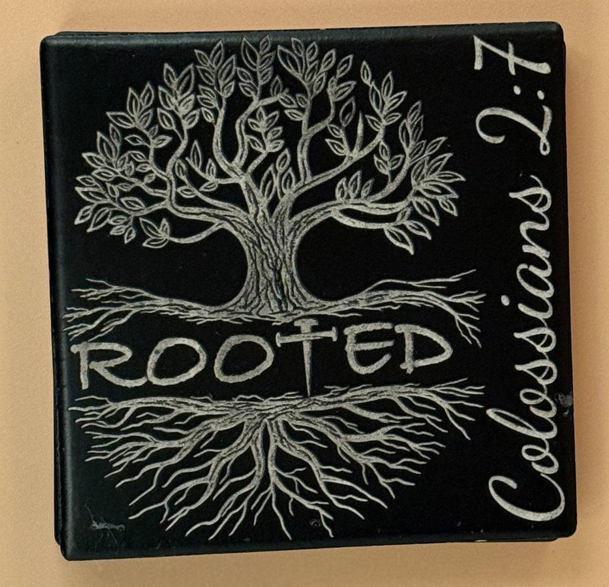 Black Matte Ceramic Drink Coasters | Laser Engraved Pet & Lifestyle Art - His Word Designs