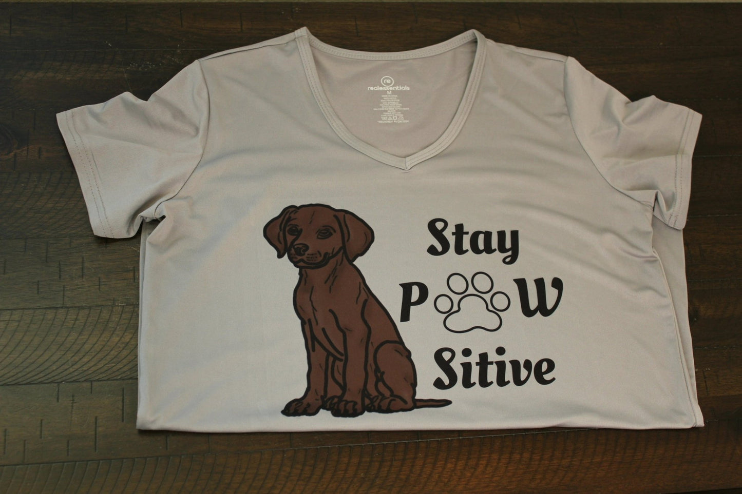 Stay Pawsitive Women's V - Neck T-Shirt - His Word Designs