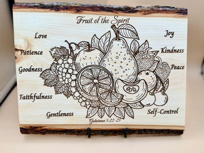 Fruit of the Spirit Live Edge Wood Plaque - Galatians 5:22-23 - Fruit of the Spirit Live Edge Wood Plaque - Galatians 5:22-23