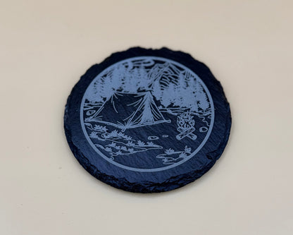 Round Slate Coasters | Engraved Scripture, Nature & Pet Art - Round Slate Coasters | Engraved Scripture, Nature & Pet Art