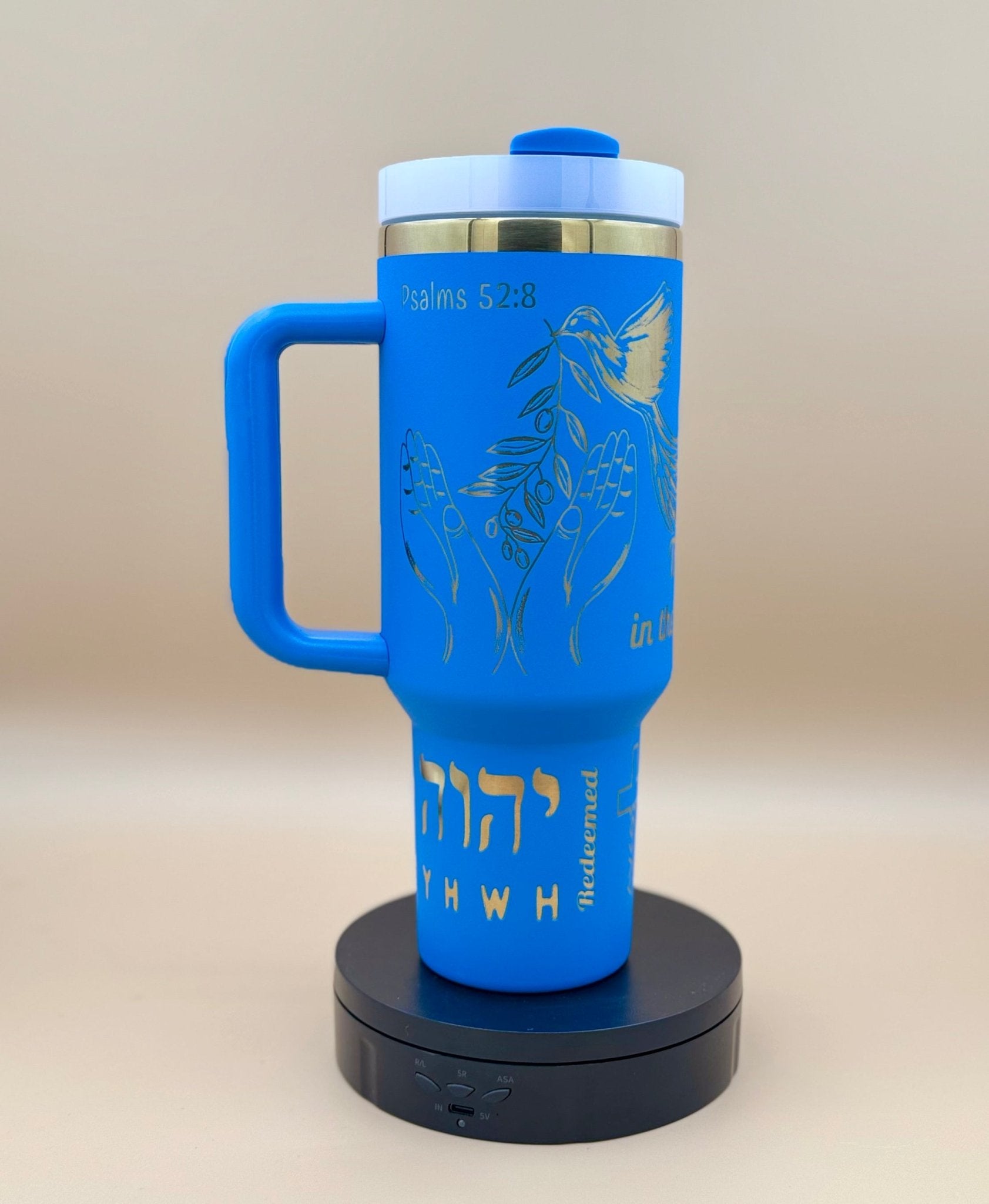 Trust in the LORD" Engraved 40oz Winged Cross Tumbler – Royal Blue Faith & Worship Travel Mug - His Word Designs