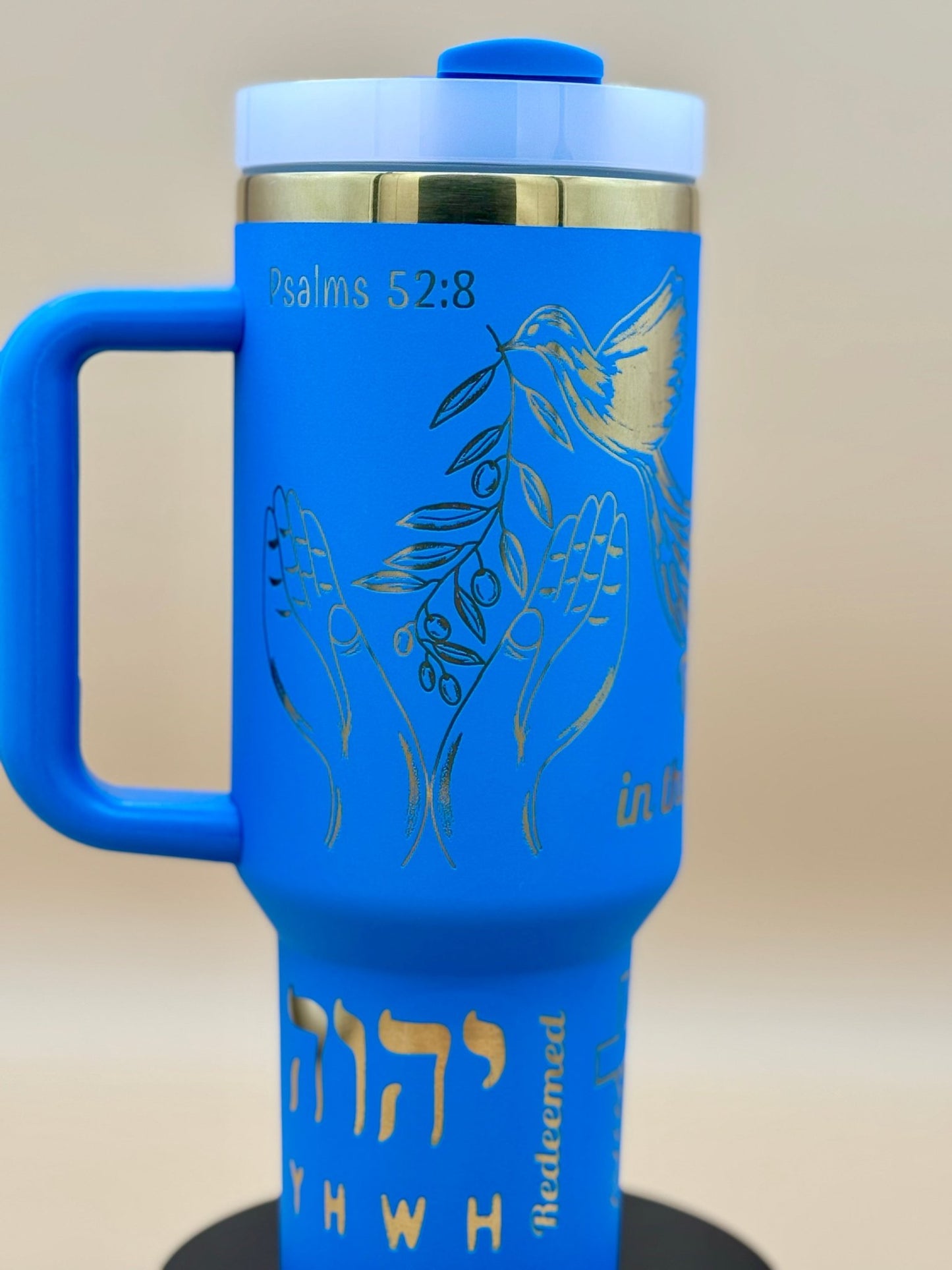 Trust in the LORD" Engraved 40oz Winged Cross Tumbler – Royal Blue Faith & Worship Travel Mug - His Word Designs