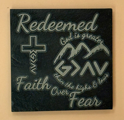 Smooth Rock Slate Coasters set of 4 - HisWord Designs