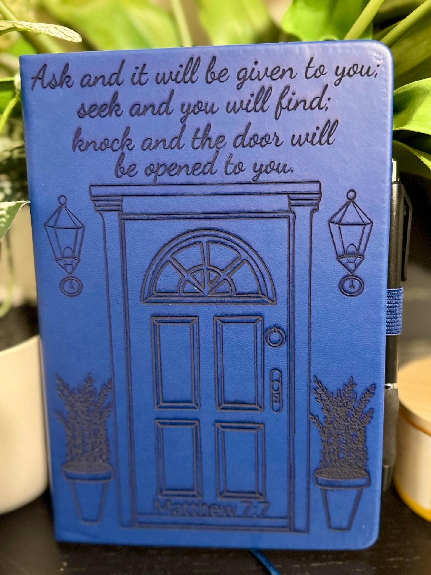 “Knock and the Door Will Be Opened” – Custom Engraved Journal with Pen (Matthew 7:7) - HisWord Designs