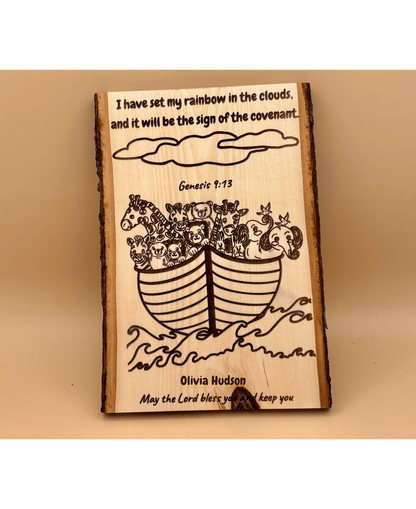 Noah’s Ark Personalized Wood Sign, Genesis 9:13 Bible Verse Nursery Decor, Custom Baby Shower Gift, Baptism Gift - HisWord Designs