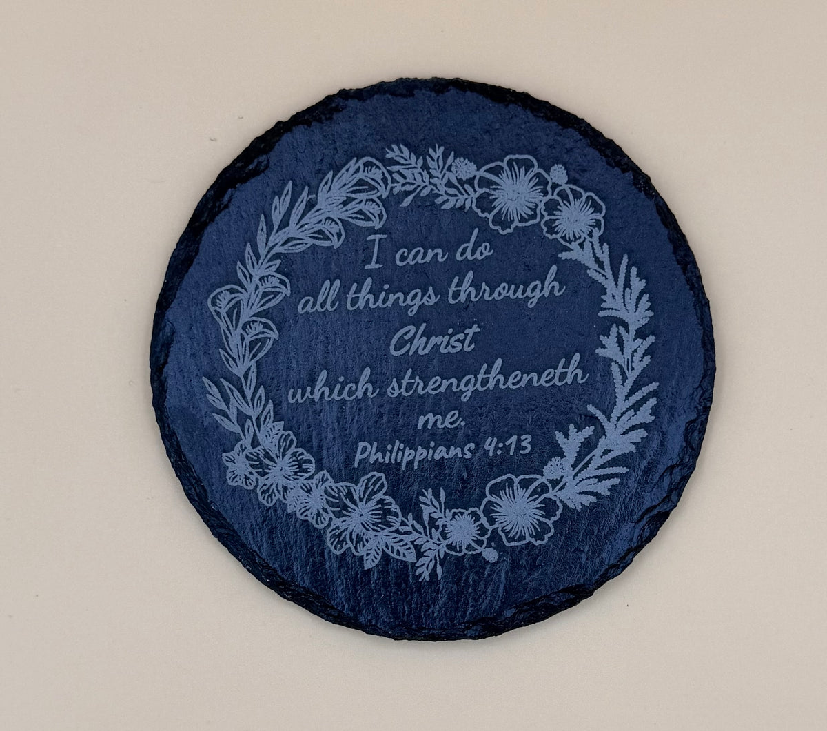 Round Slate Coasters | Engraved Scripture, Nature & Pet Art - Round Slate Coasters | Engraved Scripture, Nature & Pet Art