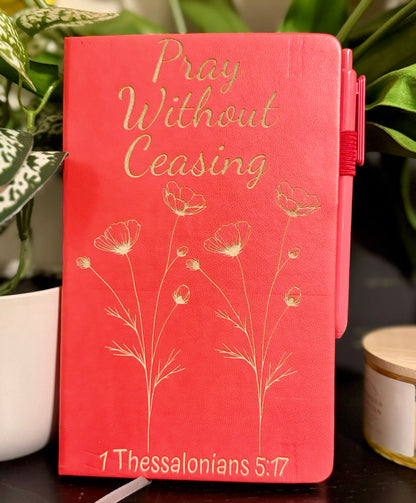 “Pray Without Ceasing” – Custom Engraved Journal with Pen (1 Thessalonians 5:17) - HisWord Designs