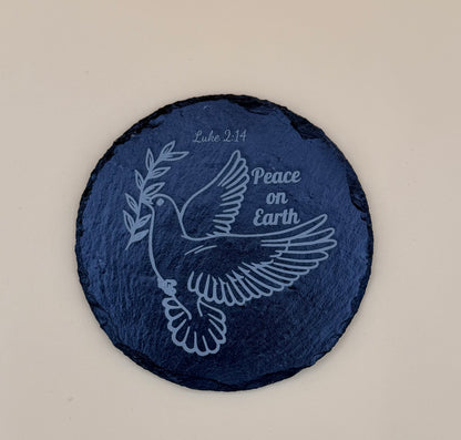 Round Slate Coasters | Engraved Scripture, Nature & Pet Art - Round Slate Coasters | Engraved Scripture, Nature & Pet Art
