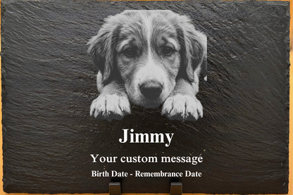 Engraved Personalized Pet Memorial Slate, Custom Dog/Cat Memorial Tribute, Pet Loss Sympathy Plaque, Pet Remembrance Stone, Photo Memorial - Engraved Personalized Pet Memorial Slate, Custom Dog/Cat Memorial Tribute, Pet Loss Sympathy Plaque, Pet Remembrance Stone, Photo Memorial