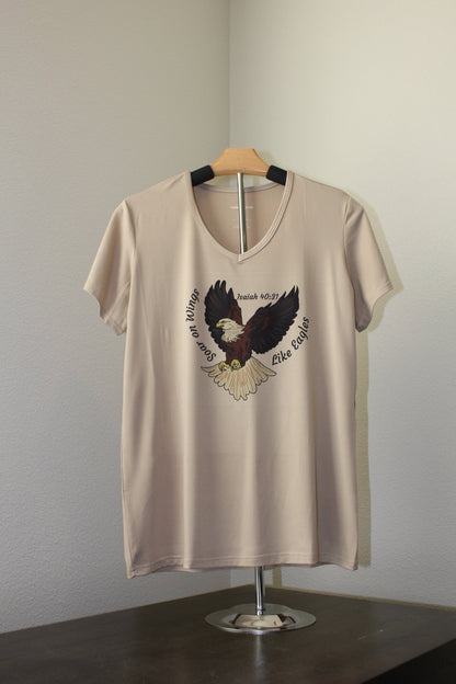 Soar on Wings Like Eagles Women’s V - Neck T-Shirt (Isaiah 40:31) - HisWord Designs