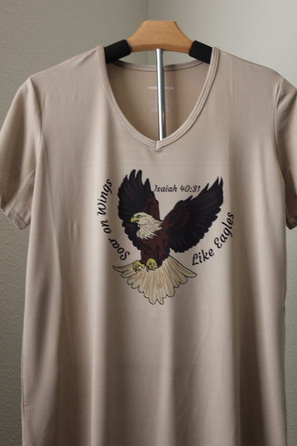 Soar on Wings Like Eagles Women’s V - Neck T-Shirt (Isaiah 40:31) - HisWord Designs