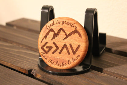 God is greater - Round bottle openers - HisWord Designs