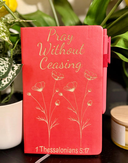 “Pray Without Ceasing” – Custom Engraved Journal with Pen (1 Thessalonians 5:17) - HisWord Designs