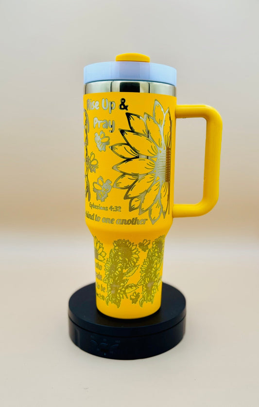 Sunflower & Honeybee 40oz Insulated Travel Mug – "Sweet as Honey" Engraved Tumbler - His Word Designs