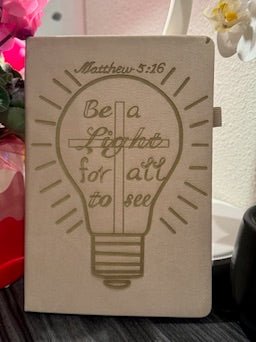 “Be a Light for All to See” – Custom Engraved Journal with Pen (Matthew 5:16) - HisWord Designs