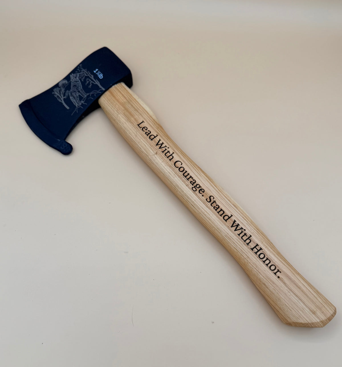 Lead With Courage Camp Hatchet | Mountain Wolf Engraved Outdoor Axe - His Word Designs