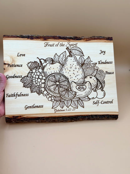 Fruit of the Spirit Live Edge Wood Plaque - Galatians 5:22-23 - Fruit of the Spirit Live Edge Wood Plaque - Galatians 5:22-23