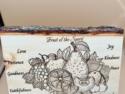 Fruit of the Spirit Live Edge Wood Plaque - Galatians 5:22-23 - Fruit of the Spirit Live Edge Wood Plaque - Galatians 5:22-23