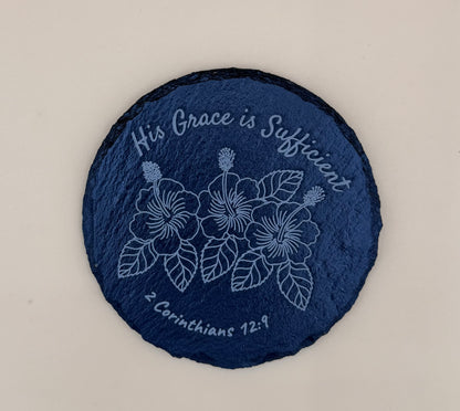 Round Slate Coasters | Engraved Scripture, Nature & Pet Art - Round Slate Coasters | Engraved Scripture, Nature & Pet Art