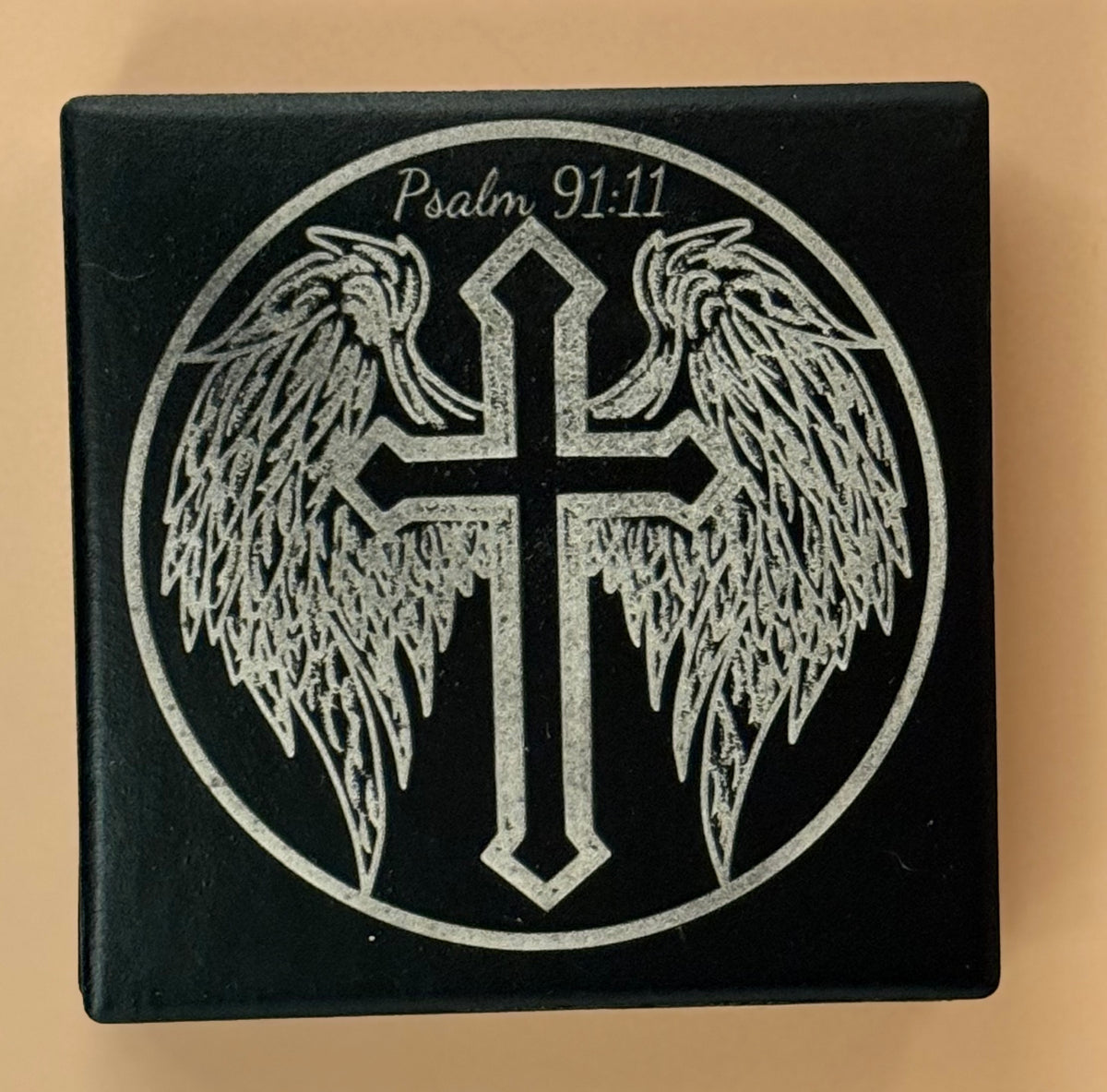 Black Matte Ceramic Drink Coasters | Laser Engraved Pet & Lifestyle Art - His Word Designs