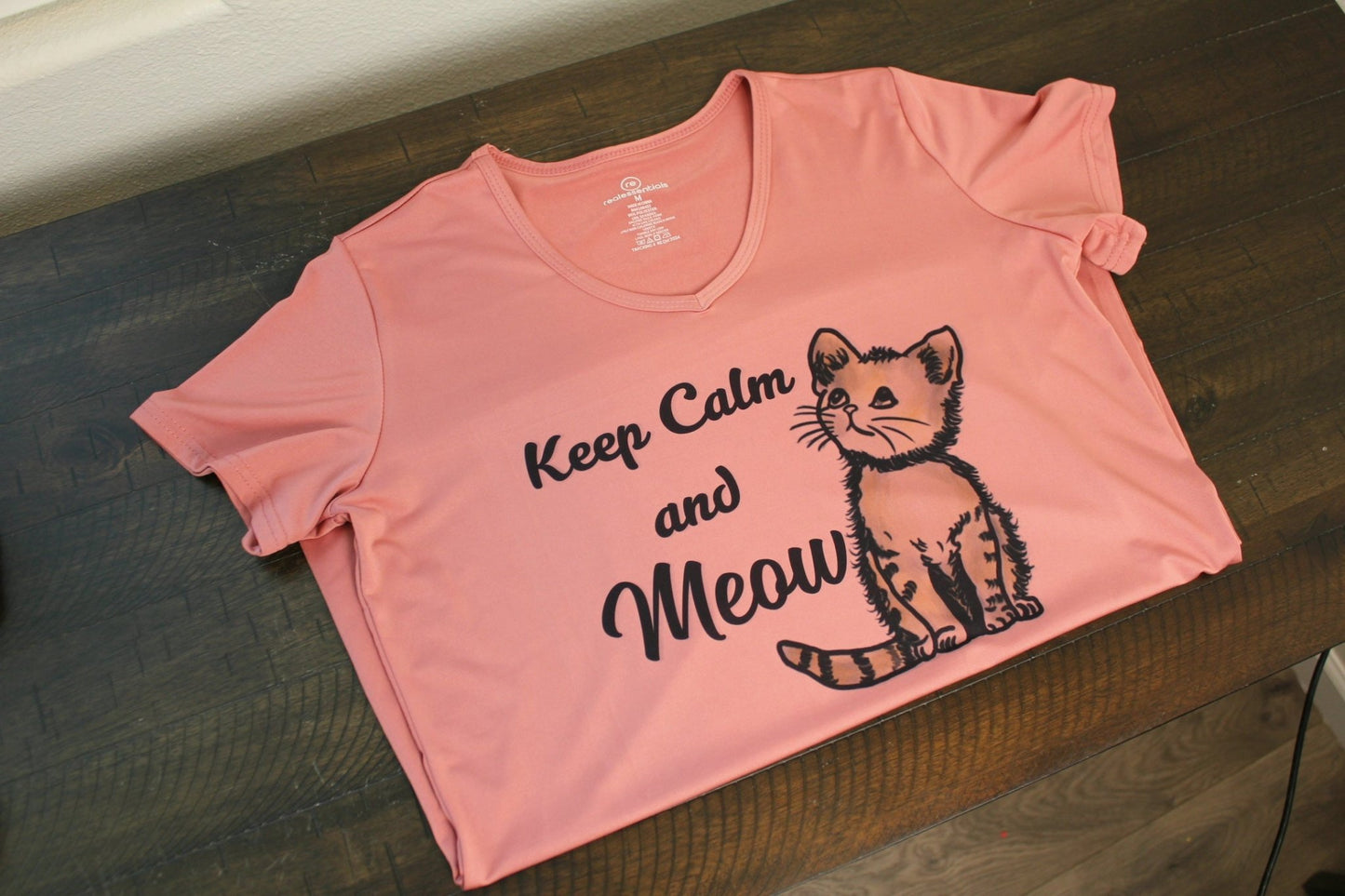Keep Calm and Meow Women’s V - Neck T-Shirt - HisWord Designs