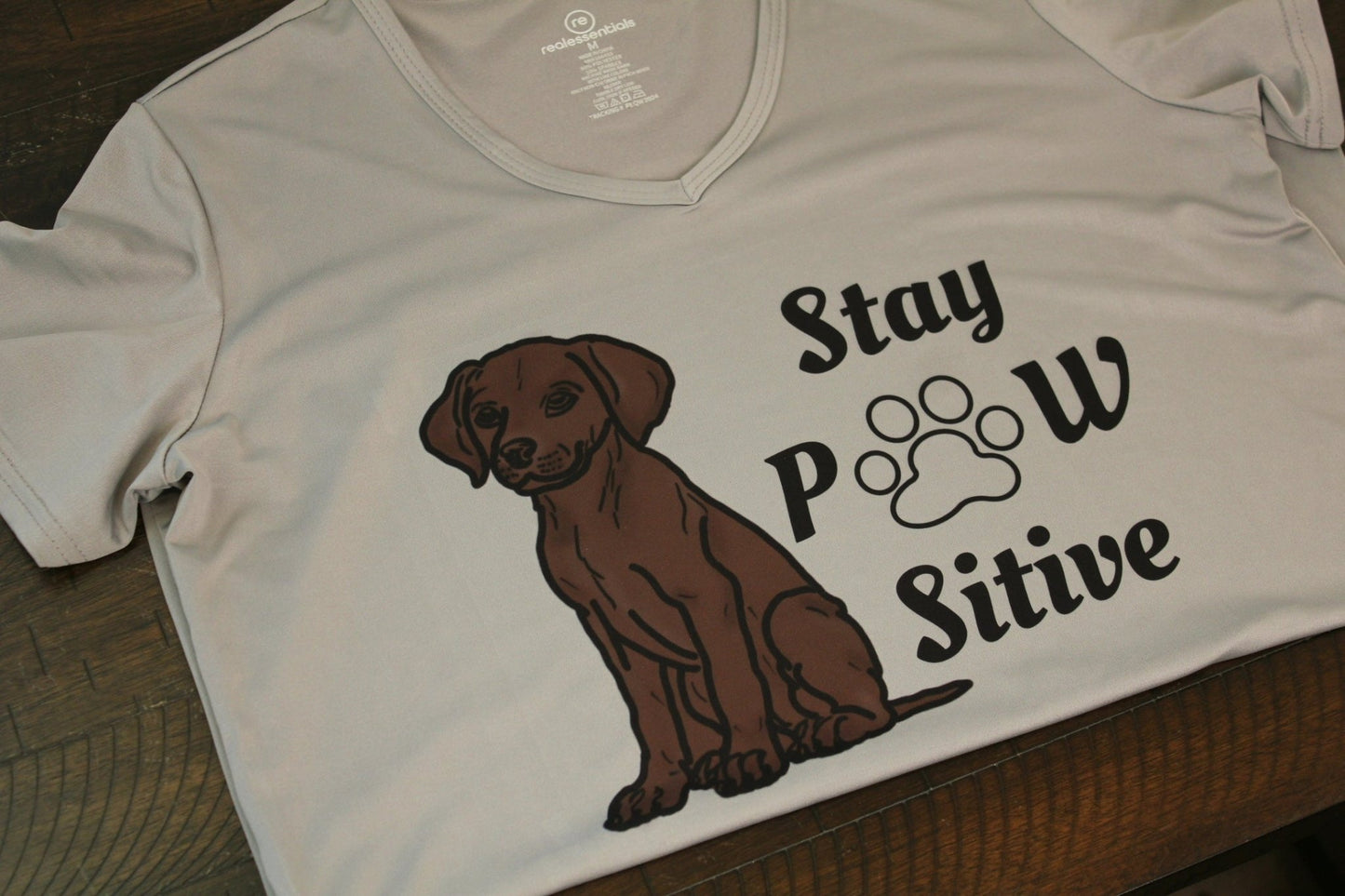 Stay Pawsitive Women's V - Neck T-Shirt - His Word Designs