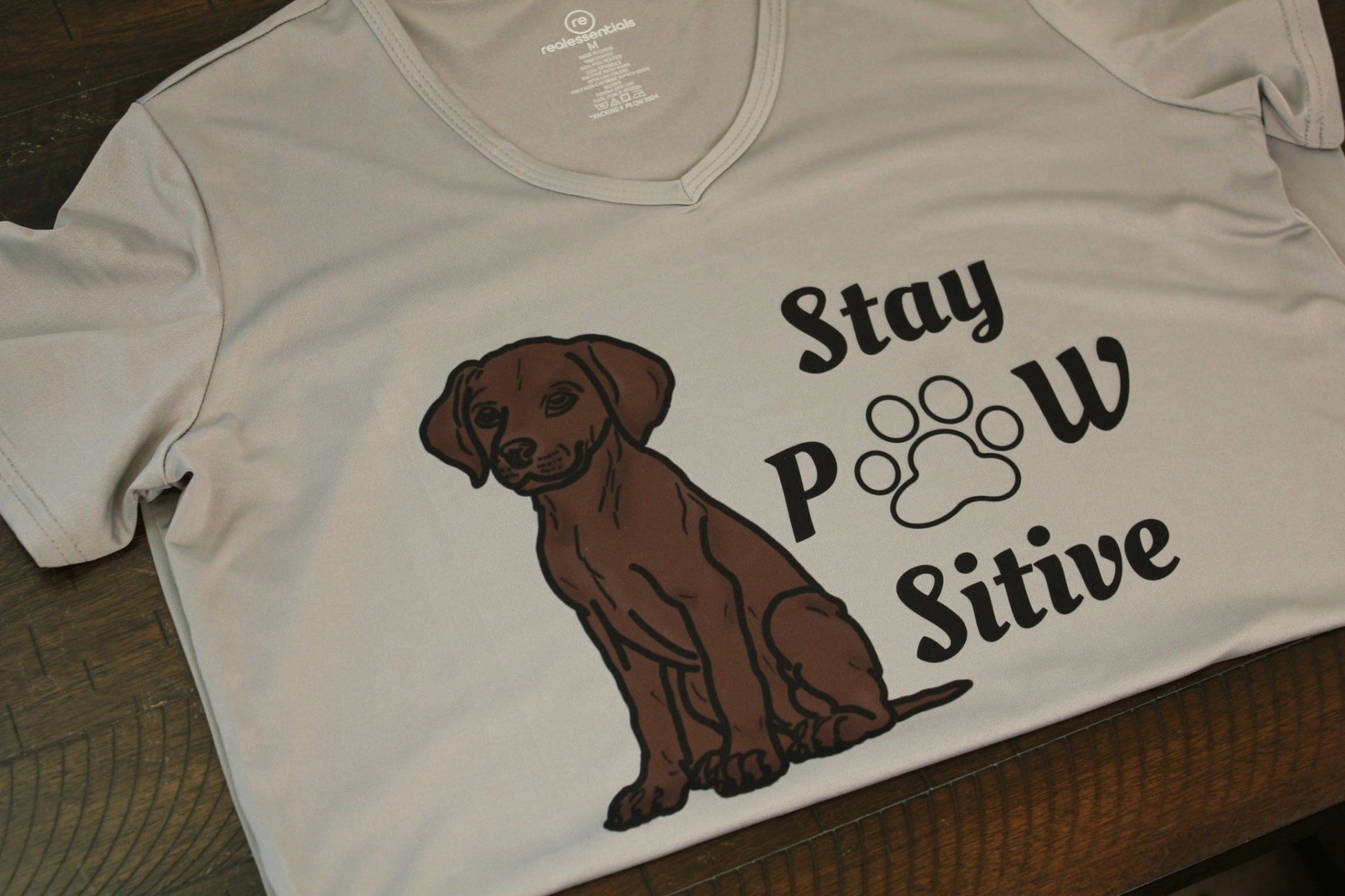 Stay Pawsitive Women's V - Neck T-Shirt - His Word Designs