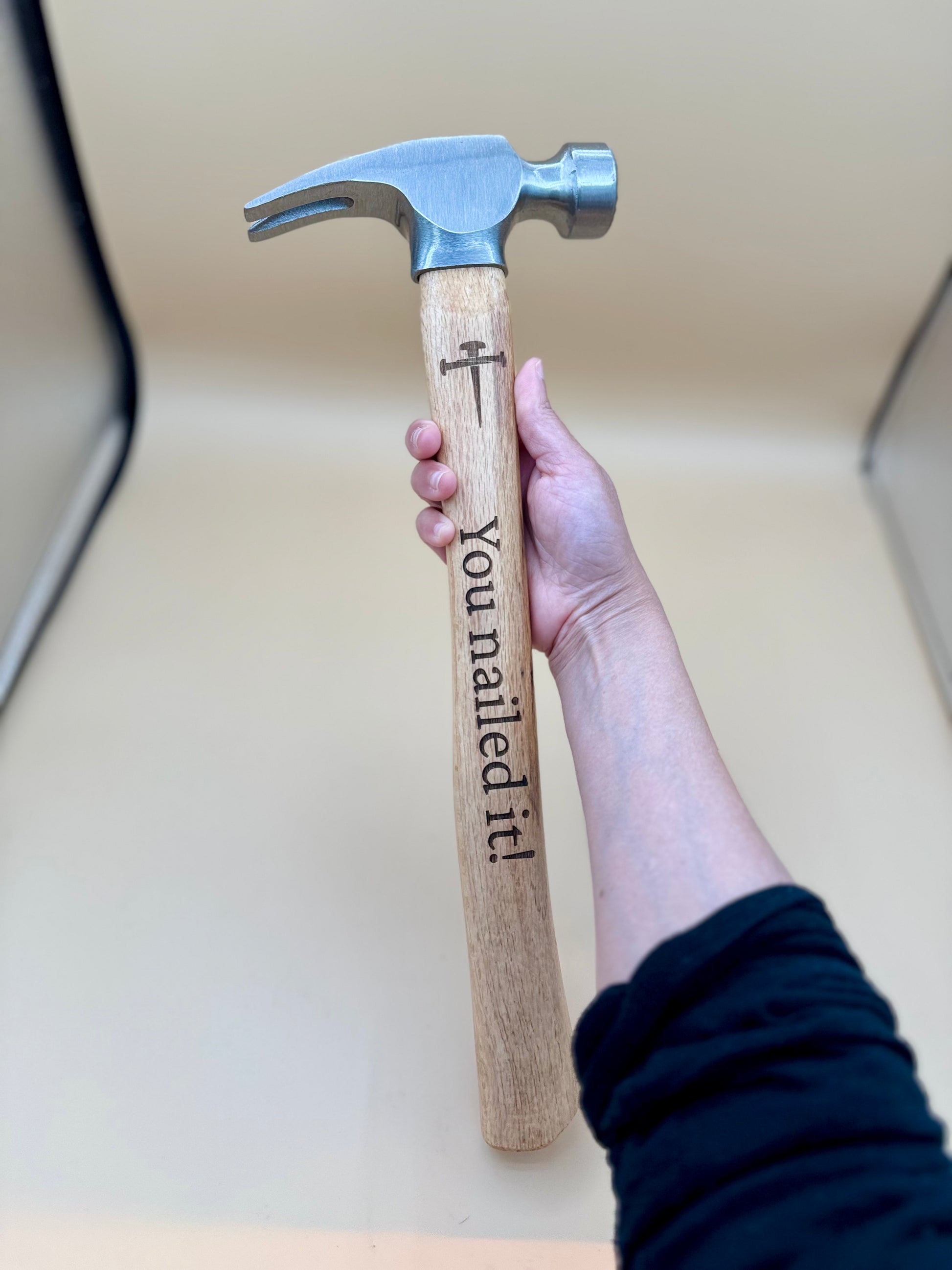 You Nailed It! Engraved Faith Claw Hammer - Carpenter's Cross Edition - You Nailed It claw hammer with carpenter cross and engraved hardwood handle — His Word Designs