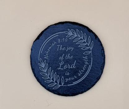 Round Slate Coasters | Engraved Scripture, Nature & Pet Art - Round Slate Coasters | Engraved Scripture, Nature & Pet Art