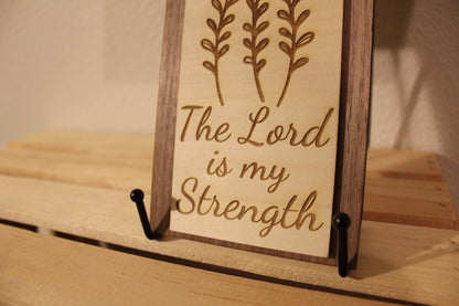 Laser - Engraved Wooden Cross – "The Lord is my strength" Wall Art - HisWord Designs