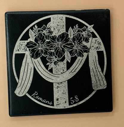 Black Matte Ceramic Drink Coasters | Laser Engraved Pet & Lifestyle Art - Black Matte Ceramic Drink Coasters | Laser Engraved Pet & Lifestyle Art