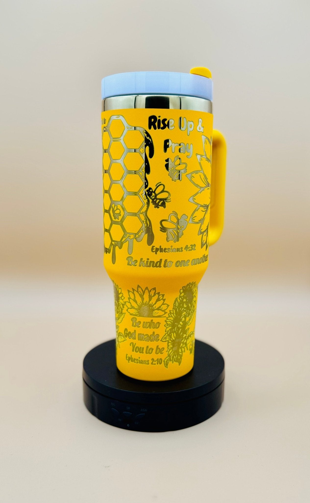 Sunflower & Honeybee 40oz Insulated Travel Mug – "Sweet as Honey" Engraved Tumbler - His Word Designs