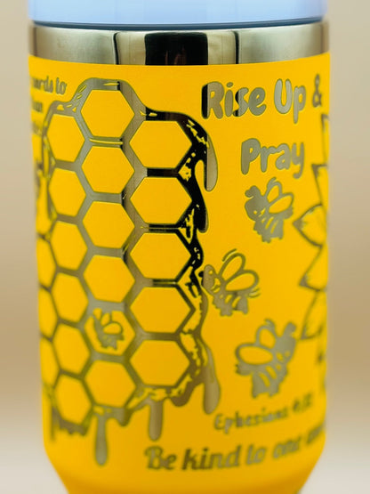 Sunflower & Honeybee 40oz Insulated Travel Mug – "Sweet as Honey" Engraved Tumbler - His Word Designs