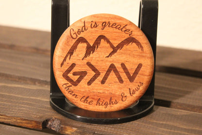 God is greater - Round bottle openers - HisWord Designs