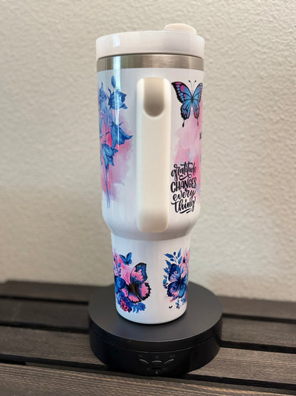 Stay Patient & Trust – 40 oz Floral Butterfly Tumbler - HisWord Designs