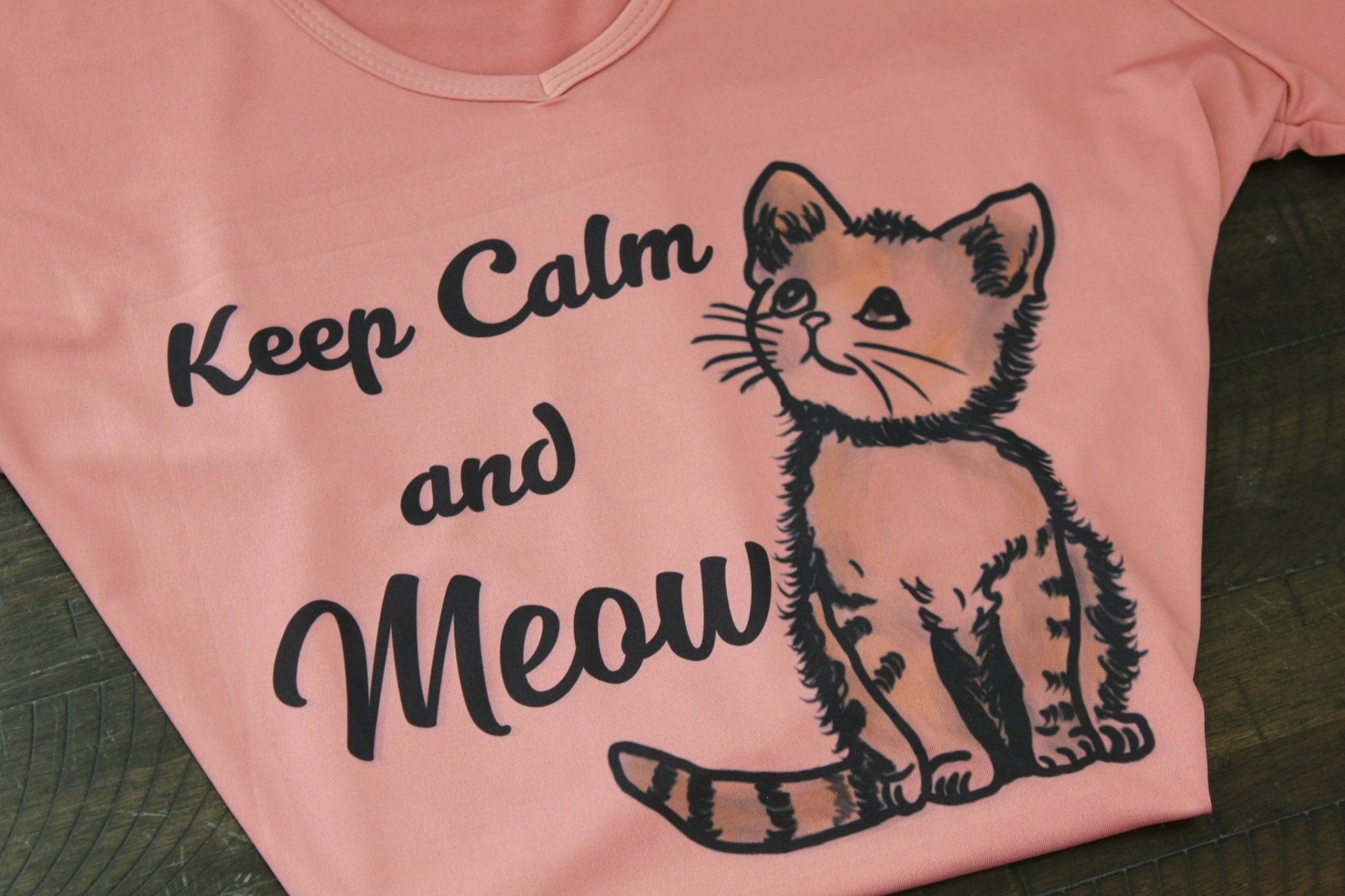 Keep Calm and Meow Women’s V - Neck T-Shirt - HisWord Designs