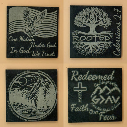 Smooth Rock Slate Coasters set of 4 - HisWord Designs