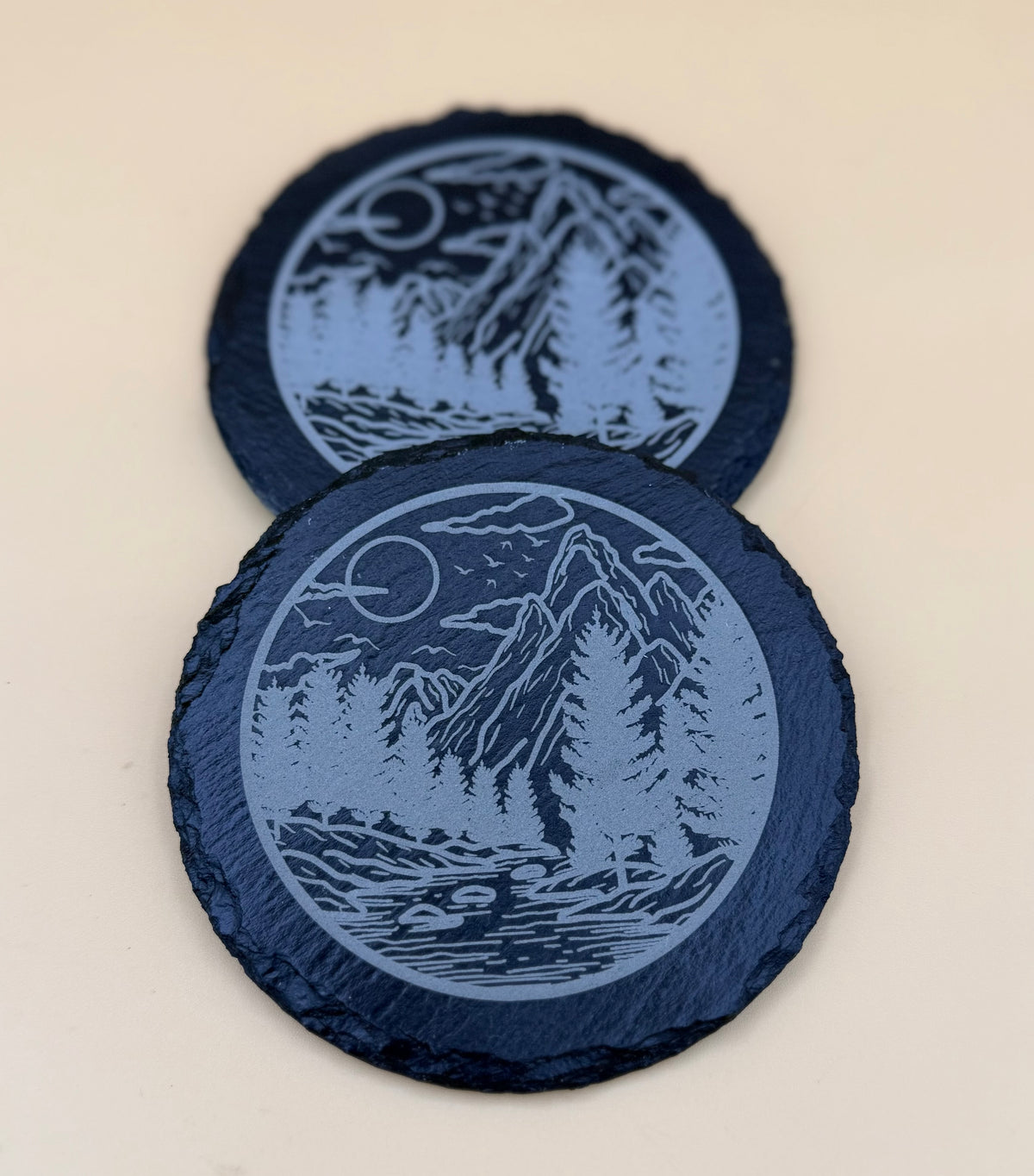 Round Slate Coasters | Engraved Scripture, Nature & Pet Art - His Word Designs