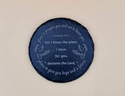 Round Slate Coasters | Engraved Scripture, Nature & Pet Art - Round Slate Coasters | Engraved Scripture, Nature & Pet Art