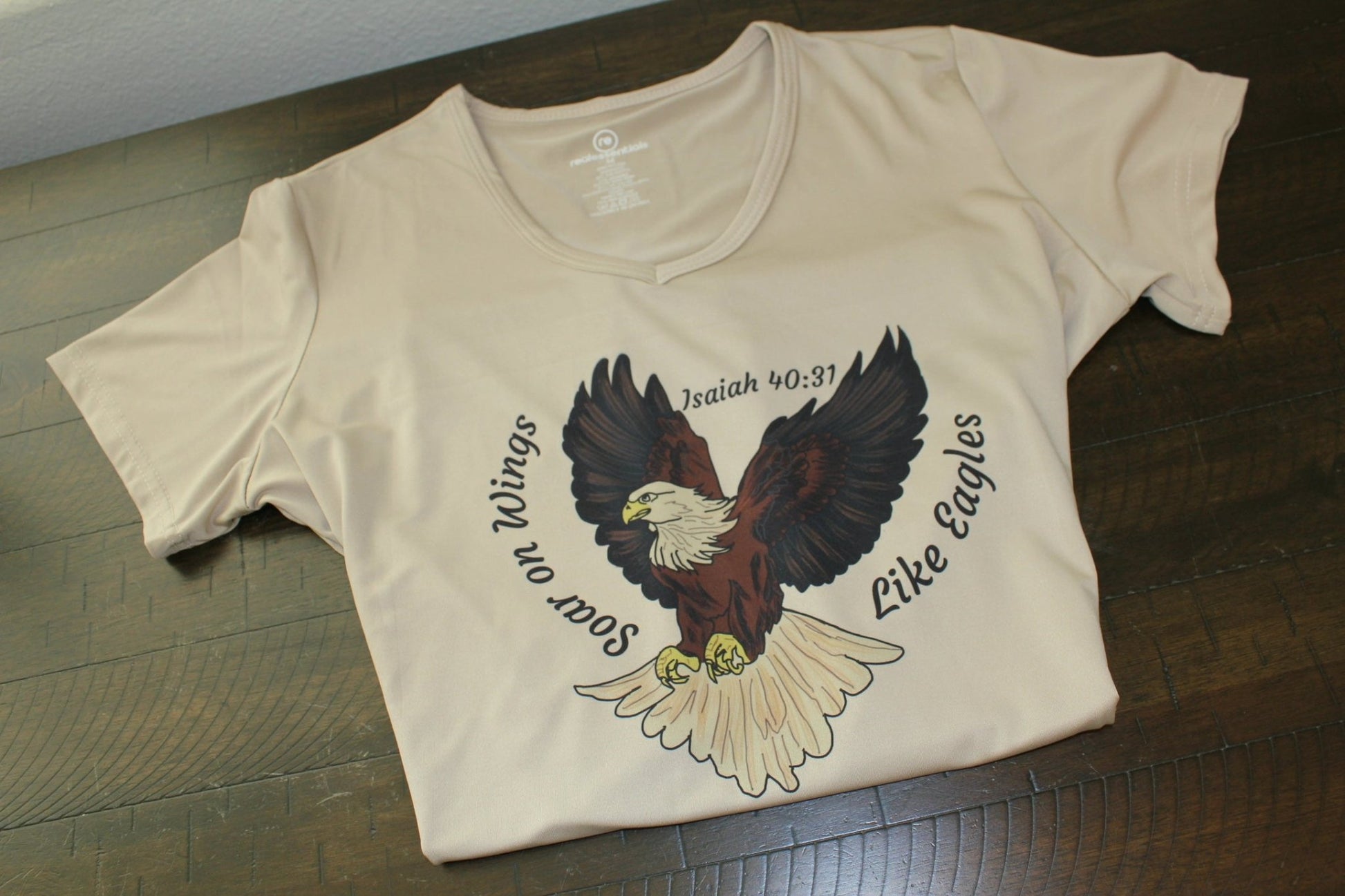 Soar on Wings Like Eagles Women’s V - Neck T-Shirt (Isaiah 40:31) - HisWord Designs