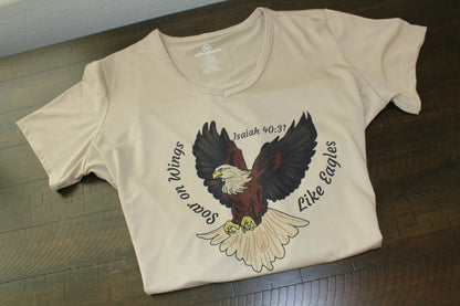 Soar on Wings Like Eagles Women’s V - Neck T-Shirt (Isaiah 40:31) - HisWord Designs